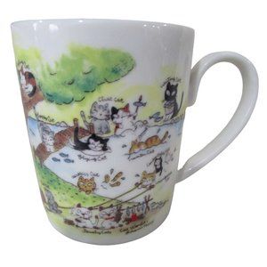 Akemi Takagi Fourteen Cats Cartoon Cat World Small Mug Japan EUC
